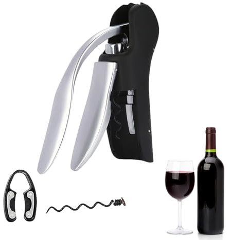 Lnhgh Ouvre-bouteille de vin, tire-bouchon à levier vertical classique,Ouvre-bouteille ergonomique et portable | Tire-bouchons et ouvre-bouteilles manuels avec vis antiadhésives supplémentaires pour
