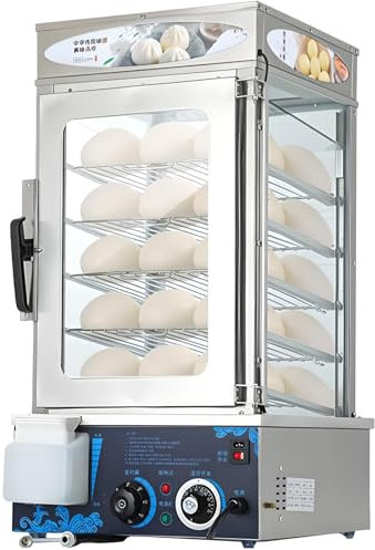 Vaporiera Commerciale per Panini da 2000 W, con Controllo della Temperatura (30-110 ℃) e Temporizzazione (10-60 Minuti), Riscaldamento a Circolazione a 360°, Scalda Alimenti Elettrico a 5 Strati