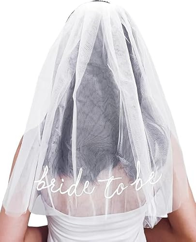 IHLOOTD Bride to Be Velo de Nupcial Corto, Blanco Veli Novia con Peine, Velo de Raso Doble Suave, Accesorios de Boda para Cena de Fiesta de Despedida de Soltera y Actuaciones (B)