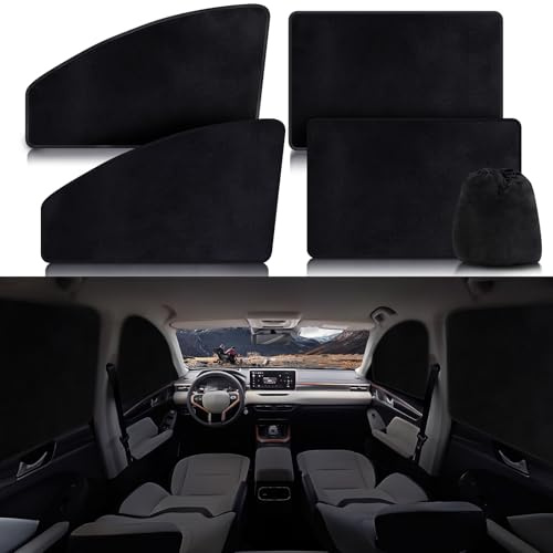 ZATOOTO Suede Car Window Shades 4PCS - Car Window Covers for Ultimate Privacy, UV Protection, and Heat Insulation, Side Window Sun Shade Perfect for Camping, Travel, Baby Safety, and Daily Use