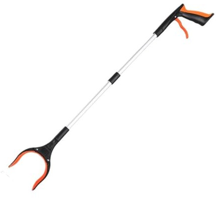 ZBORAVPIX Recogedor de Basura Grabber Stick, Herramienta de Agarre con Forma de Pinza, Larga y Plegable(Orange)