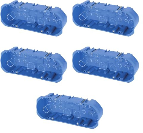 5 Scatole 506/507 da incasso a parete, 6/7 moduli/posti, per cartongesso, legno, in tecnopolimero ad alta resistenza, cassetta per impianto elettrico, universale per serie civili, blu