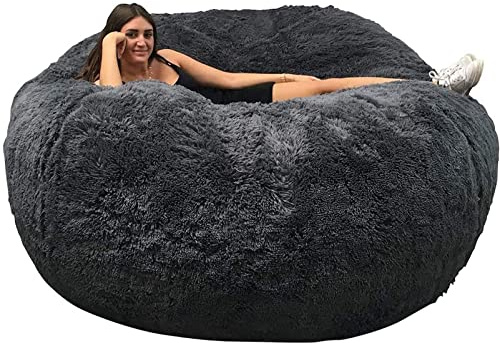 Riesiger Sitzsack-Sesselbezug mit Kunstfell, Waschbarer Jumbo-Sitzsack aus Memory-Schaum, Möbel