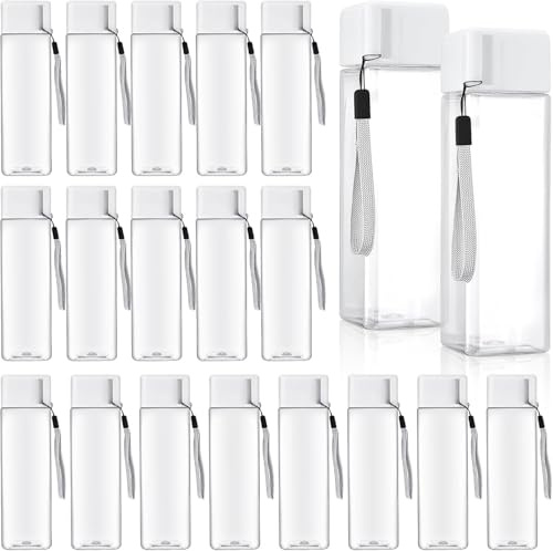 MALLOOM Lot de 20 Bouteilles d'Eau en Plastique de 500 ml avec Couvercle – Réutilisables, Étanches, Portables – Pour Sport, Voyage, Camping, Bureau, École