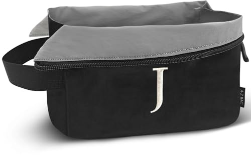A-Z BAG Kulturbeutel mit breiter Öffnung, Leichter Reise-Kulturbeutel, wasserabweisend, für Fitnessstudio, Rasierer, Organizer, personalisierte Make-up-Tasche für Damen, J