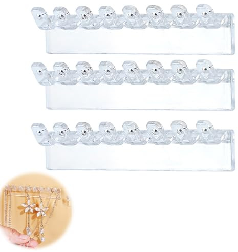 ARYIMYDP 3 Pezzi Porta Collane da Parete Trasparente, Organizer Gioielli con Adesivo per Bracciali Orecchini, Senza Fori Design Compatto per Camera da Letto