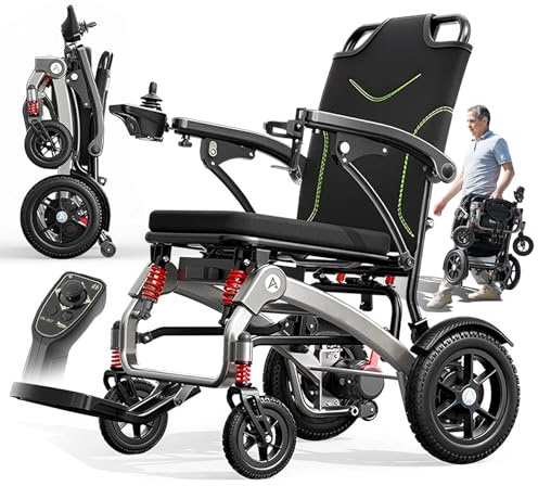 ZQHQKJ Elektrorollstuhl faltbar leicht – 16,8kg (ohne Akku) | mit Fernbedienung | 400W Brushless-Motor (200W×2) | Reichweite 15/25/35 km (10/15/22Ah) | bis 150 kg | für Senioren, Reise & Alltag,10Ah