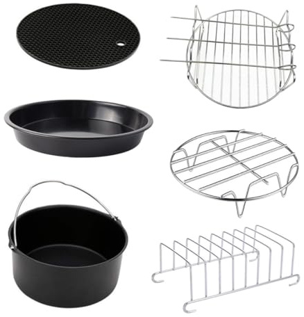 Toyvian 6 pièces Set de Moules à Pâtisserie pour Friteuse à Air Accessoires de Cuisson Polyvalents pour Gâteau Pizza et Plats Salés Outil de Cuisine