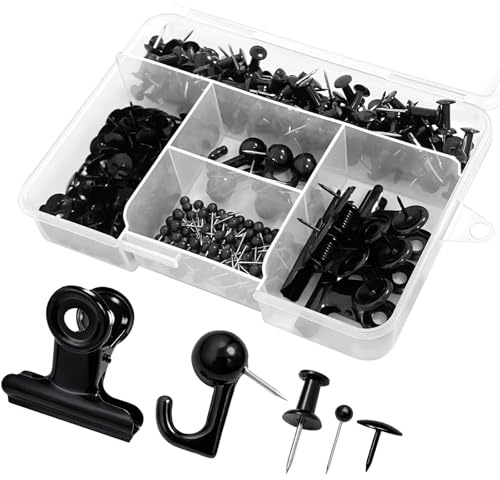 310 Piezas Chinchetas en Caja, Chinchetas para Corcho, Juego Completo de 5 Tipos de Pines Reutilizables para Organizar en Tableros, Oficina, Escuela y Hogar