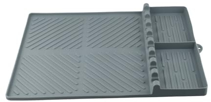 Gettimore Tapis de cuisson en silicone pour barbecue extérieur, résistant à la chaleur, 295 x 405 mm, 8 emplacements, tapis de protection anti-poussière pour spatule et accessoires de barbecue, gris