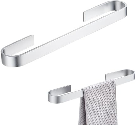 Toallero de Pared Sin Taladro 40 cm, Barra Porta Toallas, Colgador de Toallas Baño Cocina, Montaje en Pared y Montaje en Gabinete (Plata)