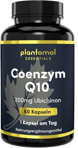 Coenzym Q10 Kapseln hochdosiert - CoQ10 Ubichinon 200mg - plantomol®