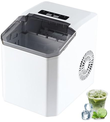Máquina de hielo portátil de 110 W, tanque de agua de 1,3 L, 12 kg/24 horas, inteligente y práctica, limpieza automática con un solo toque, ideal para el hogar, la cocina, el camping y la au
