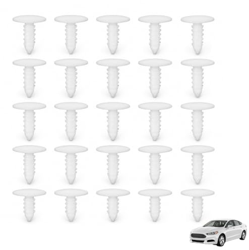 Lot de 25 Rivets Plastique 5 mm, Clip Pare-Chocs Blanc pour Voiture Clips de Fixation Panneau Ailes Portes Tabliers Latéraux Universels Automobiles Camions Bus Caravanes Accessoires de Carrosserie