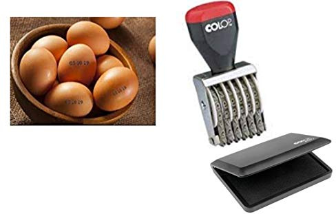 Egg Dater Stamp - 3mm - Numbers only - eg 13 03 19 and Egg Safe Ink Pad Black Ink