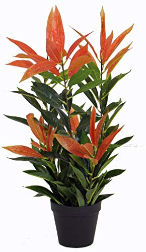 yanka-style Künstliche Glanzmispel PHOTINIA mit Topf ca. 60 cm hoch Kunstpflanze künstliche Pflanze Kunstbaum Baum Bäumchen Blume Deko Dekoration Geschenk (JWL397-1)