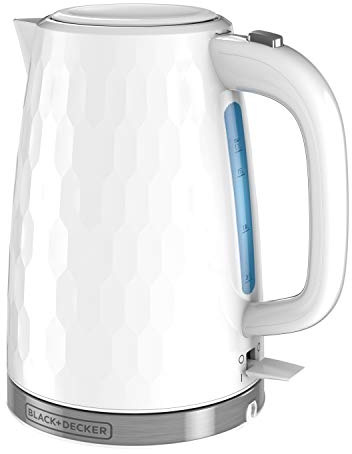 BLACK+DECKER 1.7L Cordless Electric Kettle, KE1560W, Premium Texture, Water Window, Rapid Boil, Auto Shutoff, White