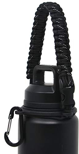 One MissionX Paracord Handle Compatible with Yeti Rambler 36oz 26oz 18oz 12oz 46oz Water Bottles, Durable Carrier Strap - Holder(Black Speckled)