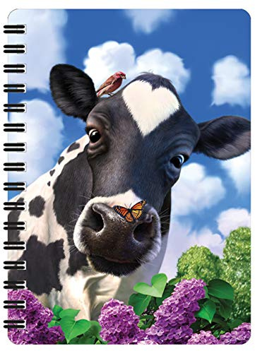 3D LiveLife Jotter - Neugierige Kuh von Deluxebase. Linsenförmiges 3D Farm A6 Spiralblock. Ein liniertes Notizbuch mit Kunstwerken, die vom bekannten Künstler Jerry LoFaro lizenziert wurden