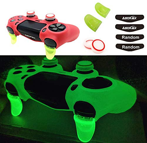 Ps4 Controller Skin Silicone Case Grip Glow in Dark Protective Cover for PS4/slim/Pro Dualshock 4 Controller (Glow red)