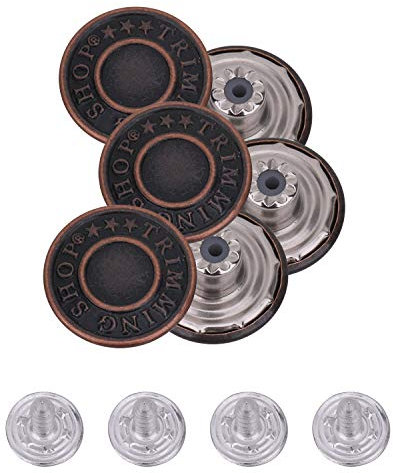 WedDecor Jeansknöpfe aus Messing, Hammer auf Aluminiumrückseite für Kleidung, Reparatur, Jeansjacken, Hosen, Röcke, Lederbekleidung, Kupfer, 14 mm, 20 Stück