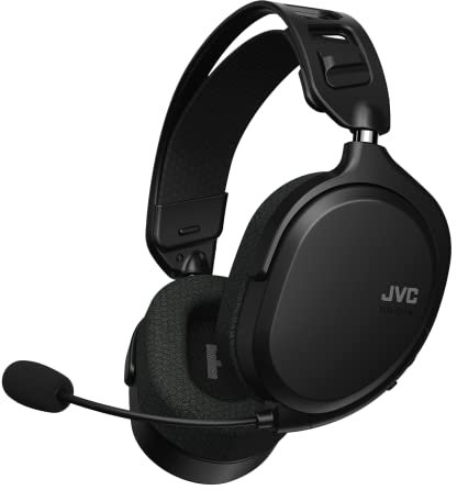 JVC Auricolari Gaming wireless Ultraleggeri (199 g) con microfono removibile, bassa atenza e cuscinetti adattivi. Cuffie per PC, PS4, PS5, Switch, Xbox GG-01W-B-Q (nero)