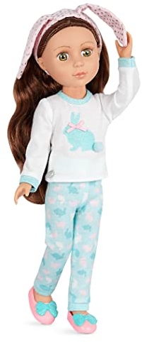Glitter Girls - Pixie - 36 cm Schlummerparty-Puppe - Braunes Haar und haselnussbraune Augen - Hausschuhe & Häschen Loungewear Outfit - Poseable Fashion Puppen - 3 Jahre +