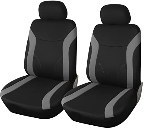 Upgrade4cars Coprisedili Auto Anteriore Universali Nero Grigio | Set Copri-Sedile Universale per Guidatore e Passeggero | Accessori Auto Interno