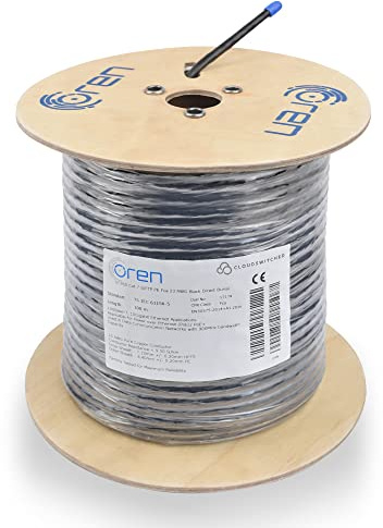 Oren CAT7 100m Ethernet Kabel für den Außenbereich – Direkte Erdverlegung – 23 AWG Reiner Kupferdraht – 900 MHz Bandbreite S/FTP Internet LAN Netzwerkkabel, halogenfrei, nicht korrosiv – 10 GbE