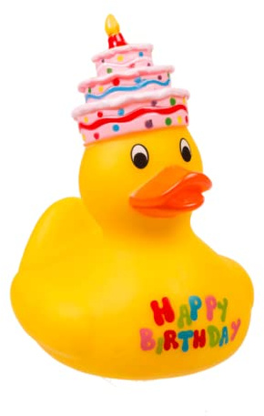 Badeente aus Gummi – Ente aus Gummi – Autoenten, wasser- und schmutzabweisend, ideal für das Baden des Babys, ab 6 Monaten, EU-zertifiziert (Patito Happy Birthday)