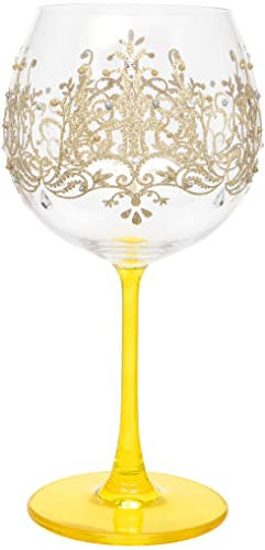 Hand Painted Gold Regal Damask Pattern Gin Glass, 625ml, Gift Boxed
