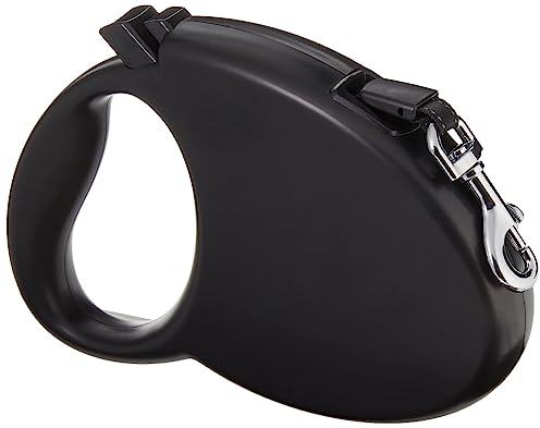 Amazon Basics Einziehbare Hundeleine, Länge 7,5 m, Größe L, Hunde bis 50 kg, Schwarz