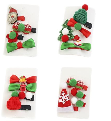 16 Stück Weihnachts Haarspangen, Weihnachten Haarschmuck Set, Weihnachten Haarspangen Rot, Haarschmuck für Mädchen, für Weihnachten, Party, Geburtstag