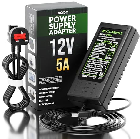 12V 5A 60W Power Supply Adapter,AC100-240V to DC12V Power Adapter Charger Transformer for LED Light Strip,CCTV Camera