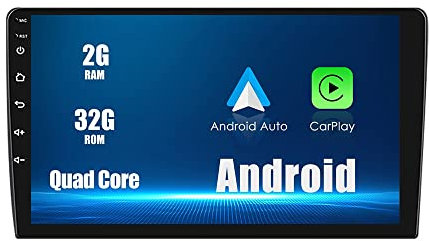 Universelle CarPlay/Android Auto Autoradio Android 10 IPS Écran Tactile Display FM Radio Lecteur multimédia Stéréo Navigation de Voiture Pad GPS BT WiFi 2 Din Headunit Tablet Quad Core 2G+32G