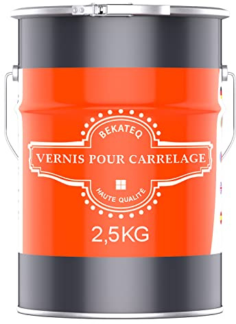 BEKATEQ BE-713 Peinture pour carrelage 2,5 L Gris anthracite brillant satiné I Vernis pour carrelage intérieur & extérieur I Haut pouvoir couvrant & bonne adhérence I Pour cuisine, salle de bain, cave