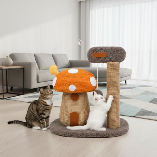 WANEKA Rascador para Gatos con Forma de Seta, Naranja