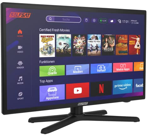 SELFSAT Smart TV LED 1224 (60 cm/24) con sintonizzatore HD DVB-S2/C/T2 con Wi-Fi e Bluetooth