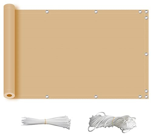 ZQXFZ Balkon - Sichtschutz 110x150cm terassendeko Oxford-Stoff Anti-Peeping, Wasserdicht, Staubdicht, Uv-Schutz Ideal Zum Abdecken Von Balkonen Balkonverkleidung Wetterfester -Creme Farben.