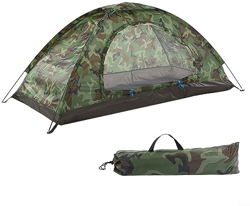 1 Person Pop Up Zelt Camouflage Zelt Faltbar Leicht Atmungsaktiv Tragbares Zelt Wasserdicht UV-Schutz Zelt mit Tragetasche Camping Wandern