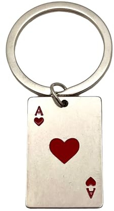 Generico Llavero As de Corazones de Acero Inoxidable Tarjetas de Poker Texas Hold'em Omaha Ultimate Bet Raise All-in Call Fold Gadget Accesorios Idea Regalo