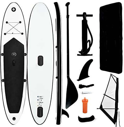 INLIFE Aufblasbares Stand-Up-Paddleboard Set mit Segel Schwarz Weiß,19 KG,92736