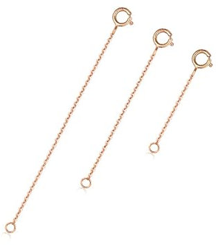 Michear Necklace Extender,3 Pcs 925 Sterling Silver Jewelry Extension Chain Lobster Clip for Necklaces Anklet Bracelet Extension Jewelry Making (Rose Gold, 5cm,8cm,10cm)