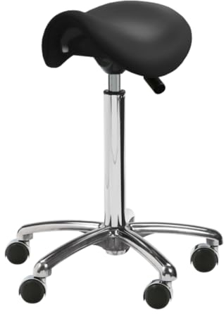 Rollbursche ergonomischer Rollhocker höhenverstellbar schwarz Kunstleder (Sitzhöhe hoch: verstellbar von 58,5 cm - 85 cm) Made in Germany Sattelhocker Universalhocker Bürohocker Praxishocker