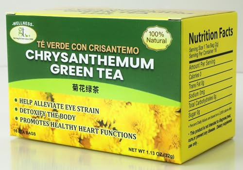 GT Chrysanthemum Green Tea, 1.13 Ounce Box (16 Tea Bags)