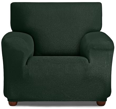 HIPERMANTA Fundas Sillon Elasticas Calidad. Fundas para Sillon Elasticas. Protector de Sillon. Cubre Sillon. Confort Suavidad. Tunez Color Verde Botella 1 Plaza (70-110 cm)