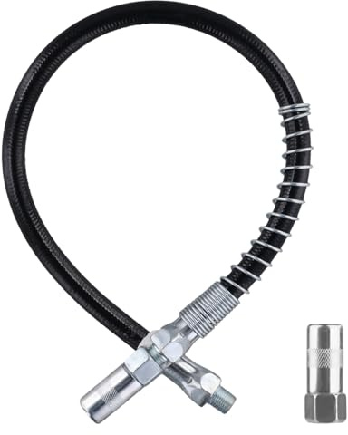 NQEUEPN Kit di Accessori per Ingrassatore, Tubo Flessibile a Molla da 45 cm con Attacco per Ingrassatore 8000 PSI Filettature NPT da 1/8 Raccordi per Ingrassatori