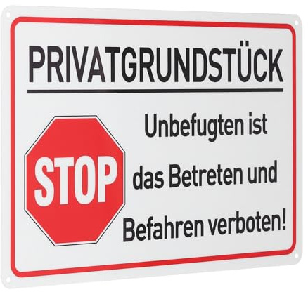 QUARKZMAN Privatgrundstück Schilder 30 x 20 cm Betreten Verboten Schild Aluminium Reflektierend Warnschild mit Bohrlöcher Rostfrei Hinweisschilder für Außenbereich Privatweg