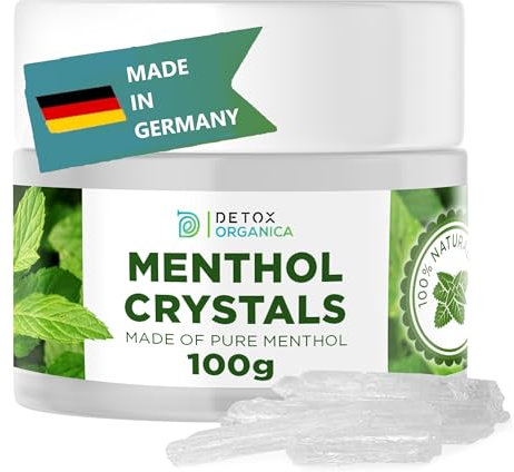 Detox Organica Menthol Crystals 100g - Natural Aromatherapy Congestion Sinus Relief - Blocked Nose Descongestor - Powerful Menthol Aroma