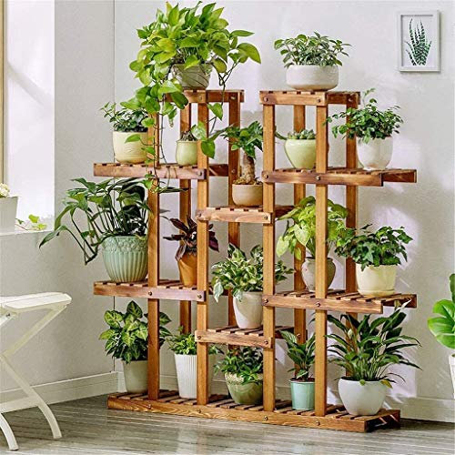 Blumenständer Pflanzenständer, Blumentopf, Blumenkräuter, Holz-Pflanzenständer, Blumenständer, hoch- und niedrigstufiger Pflanzenständer, Blumentöpfe, großes Holzregal für drinnen, draußen,